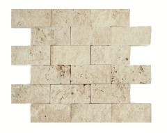 Mosaïque mur en pierre travertin pierre naturelle beige Brick Splitface 3D aspect anti-éclaboussures murales plaque de fond cuisine - MOS43-1206