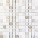 Mosaïque Marbre Pierre naturelle beige brun Botticino Cappuccino Emperador Light tumbled MOS43-46266_f
