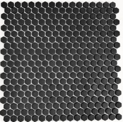 Mosaïque de verre Revêtement mural durable Carreau recyclé Hexagon Enamel anthracite noir mat MOS140-HX11B
