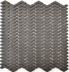 Mosaïque de verre Revêtement mural durable Recyclé Chevron Enamel gris-brun mat MOS140-HB35G