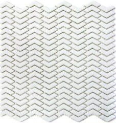 Mosaïque de verre Revêtement mural durable Recyclage Chevron Enamel blanc mat MOS140-HB37W