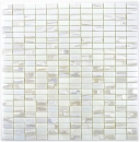 Mosaïque de verre Revêtement mural durable Recyclage Rectangle ancien blanc métallisé 3D MOS355-01