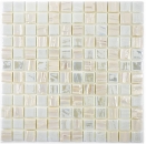 Mosaïque de verre Revêtement mural durable Recyclage blanc métallisé 3D MOS355-11