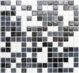 Mosaïque de verre Carreau de mosaïque blanc gris noir Carreau de salle de bain Dos de douche Miroir de carrelage MOS52-0302