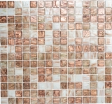Mosaïque de verre Carreaux de mosaïque blanc brun bronze Fond de douche Miroir de carrelage MOS54-1302
