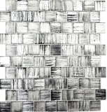 Mosaïque Carreau de verre Mosaïque de verre laiteux Structure noir clair mat givré MOS68-CF41