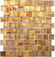 Mosaïque de verre Carreaux de mosaïque verre dépoli or jaune brun clair mat givré MOS68-CF45