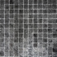 Mosaïque de verre Carreau de carrelage argenté anthracite noir Structure aspect métal MOS63-CM-4BL12