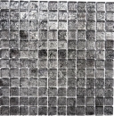 Mosaïque de verre Carreau de mosaïque argenté anthracite noir Structure aspect métal MOS126-8BL17
