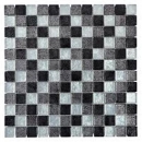 Carreau de mosaïque Mosaïque de verre argenté gris noir structure métal optique MOS126-1703