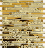 Mosaïque de verre en bâtonnets Carreaux de mosaïque Electroplated or MOS86-0107