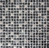 Mosaïque de verre Carreau de mosaïque noir argenté Acier inoxydable Bris de verre Miroir de protection contre les éclaboussures Dos de cuisine - MOS92-1099