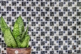 Carreau de mosaïque Translucide noir argent Combinaison de mosaïque de verre Crystal EP noir clair argent MOS88-k1499_f | 10 Tapis de mosaïque