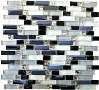 Carreau de mosaïque translucide blanc gris noir composite Mosaïque de verre Crystal EP blanc gris noir MOS87-IL007_f | 10 tapis de mosaïque