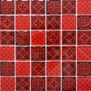 Mosaïque de verre Retro Vintage Ornements Carreaux de mosaïque optique rouge MOS78B-0902