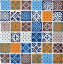 Mosaïque de verre Rétro Vintage Carreaux de mosaïque blanc bleu orange gris optique MOS68-4OP12