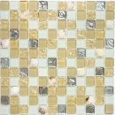 Mosaïque de coquillages Carreaux de mosaïque blanc mat beige argent Mosaïque de verre MOS82B-0112