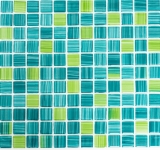 Mosaïque de verre Trait jaune turquoise vert Mosaïque de piscine MOS64-0509