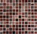 Mosaïque de verre Carreaux de mosaïque trait brun Miroir de douche MOS64-1309