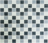 Mosaïque Carreaux blanc gris anthracite Mosaïque de verre SALLE DE BAINS WC CUISINE MUR Plaque de mosaïque MOS62-0204