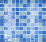 Mosaïque Carreaux Mosaïque de verre bleu clair bleu moyen Mosaïque de piscine MOS62-0404