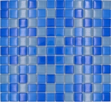 Mosaïque de verre Carreaux de mosaïque bleu clair bleu moyen BAD WC cuisine MUR MOS72-0406