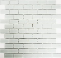 Carreaux de mosaïque composite blanc avec point Brick Mosaïque de verre SALLE DE BAINS WC CUISINE MUR MOS66-0102