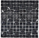 Mosaïque de verre Carreaux de mosaïque 3D noir Black Dot Design MOS68-0305