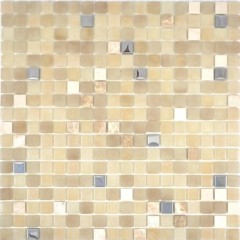Mosaïque de verre Carrelage pierre beige jaune cream argent BAD WC cuisine MUR MOS91-0214
