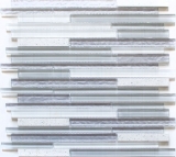 Mosaïque de verre Pierre artificielle Bâtons Carreau de mosaïque composite blanc vieux blanc gris clair anthracite Carrelage mural salle de bain - MOS86-MS90