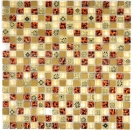 Carreau de mosaïque Translucide beige Mosaïque de verre Crystal Resin aspect beige rouge MOS92-1212_f