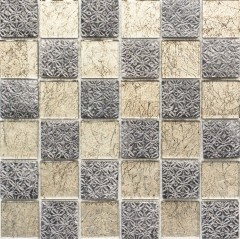 Mosaïque de verre Carreau de mosaïque champagne noir Résine Miroir de carrelage Cuisine Paroi de douche MOS78B-0702