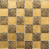 Mosaïque de verre or Carreau de mosaïque Résine optique Miroir de carrelage Cuisine Paroi de douche MOS88-8OP7