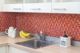 Pierre artificielle Rustique Carreau de mosaïque Mosaïque de verre Résine rouge clair rouge feu Structure Carrelage Cuisine Mur Salle de bains WC - MOS83-CB30