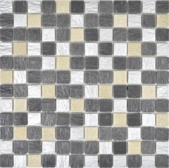 Pierre artificielle Rustique Carreau de mosaïque Résine gris noir anthracite argent crème beige scintillant Carrelage mur cuisine salle de bain - MOS83-0226