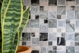 Mosaïque de verre Pierre artificielle Carreaux de mosaïque Résine argent gris anthracite Ornement carrelage mur WC - MOS88-0280