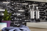 Mosaïque de verre Bâtonnets Carreaux de mosaïque Acier inoxydable noir argenté MOS86-0302
