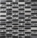 Mosaïque de verre Baguettes Carreaux de mosaïque Acier inoxydable graphite noir argenté MOS87-0301