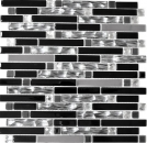 Mosaïque de verre Bâtonnets acier inoxydable argenté noir Carrelage mural cuisine MOS67-GV478