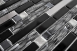 Échantillon manuel Carreau de mosaïque translucide acier inoxydable noir composite Mosaïque de verre Crystal acier noir verre MOS67-GV478_m