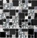 Mosaïque de verre en acier inoxydable Carreaux de mosaïque noir argenté clair gris Miroir de cuisine dosseret salle de bain WC - MOS88-03689