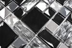 Échantillon manuel Carreau de mosaïque Translucide acier inoxydable noir Combinaison de mosaïque de verre Crystal acier noir verre MOS88-03689_m