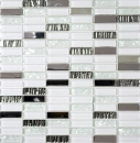 Mosaïque de verre Baguettes Carreaux de mosaïque Acier inoxydable blanc argenté MOS87-0102