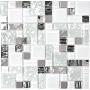 Mosaïque de verre Carreaux de mosaïque Acier inoxydable Acier blanc MOS88-01699