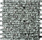 Mosaïque de verre Bâtonnets Carreaux de mosaïque Acier inoxydable Vert anthracite Vert pierre MOS87-MV728