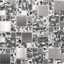 Mosaïque de verre Carreaux de mosaïque Acier inoxydable noir argenté Acier structuré MOS88-0203