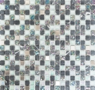 Mosaïque de verre Pierre naturelle Carreau de mosaïque Acier inoxydable gris anthracite Protection anti-éclaboussures Salle de bain - MOS92-0206