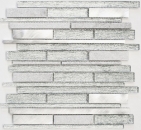 Mosaïque de verre Pierre naturelle Bâtons Carreau de mosaïque Aluminium blanc argenté clair gris Protection anti-éclaboussures Parement mural Salle de bain WC - MOS49-GV64