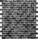 Mosaïque Baguettes composites Pierre naturelle Carreau de mosaïque noir anthracite Brick Mosaïque de verre Verre brisé Marbre Fond de cuisine Salle de bain - MOS87-b1128
