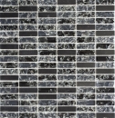 Lames Rectangle Carreaux de mosaïque Mosaïque de verre Aspect brisé Bâtons noirs Marbre Pierre naturelle Verre brisé Carrelage Cuisine WC - MOS87-s1228